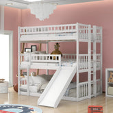 Bellemave® Full over Full & Full Triple Bunk Bed with Built - in Ladder and Slide - Bellemave